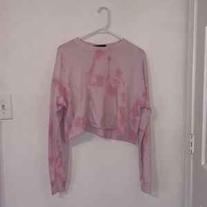 CUSTOM DONE : custom pink tye dye cropped sweater , size medium